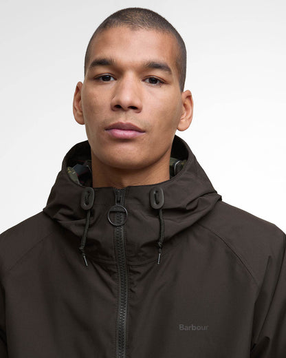 Barbour Hooded Domus Mens Waterproof Jacket - Black Oak