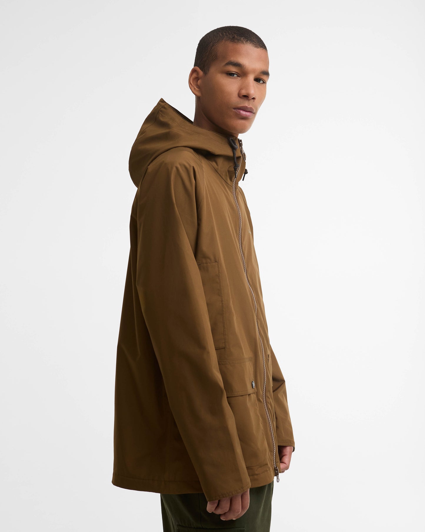 Barbour Hooded Domus Mens Waterproof Jacket - Dark Sand | CHO | Designer Mens Coats & Jackets