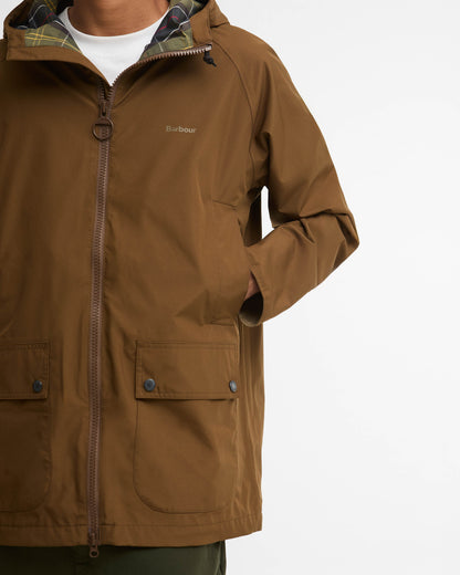 Barbour Hooded Domus Mens Waterproof Jacket - Dark Sand | CHO | Designer Mens Coats & Jackets
