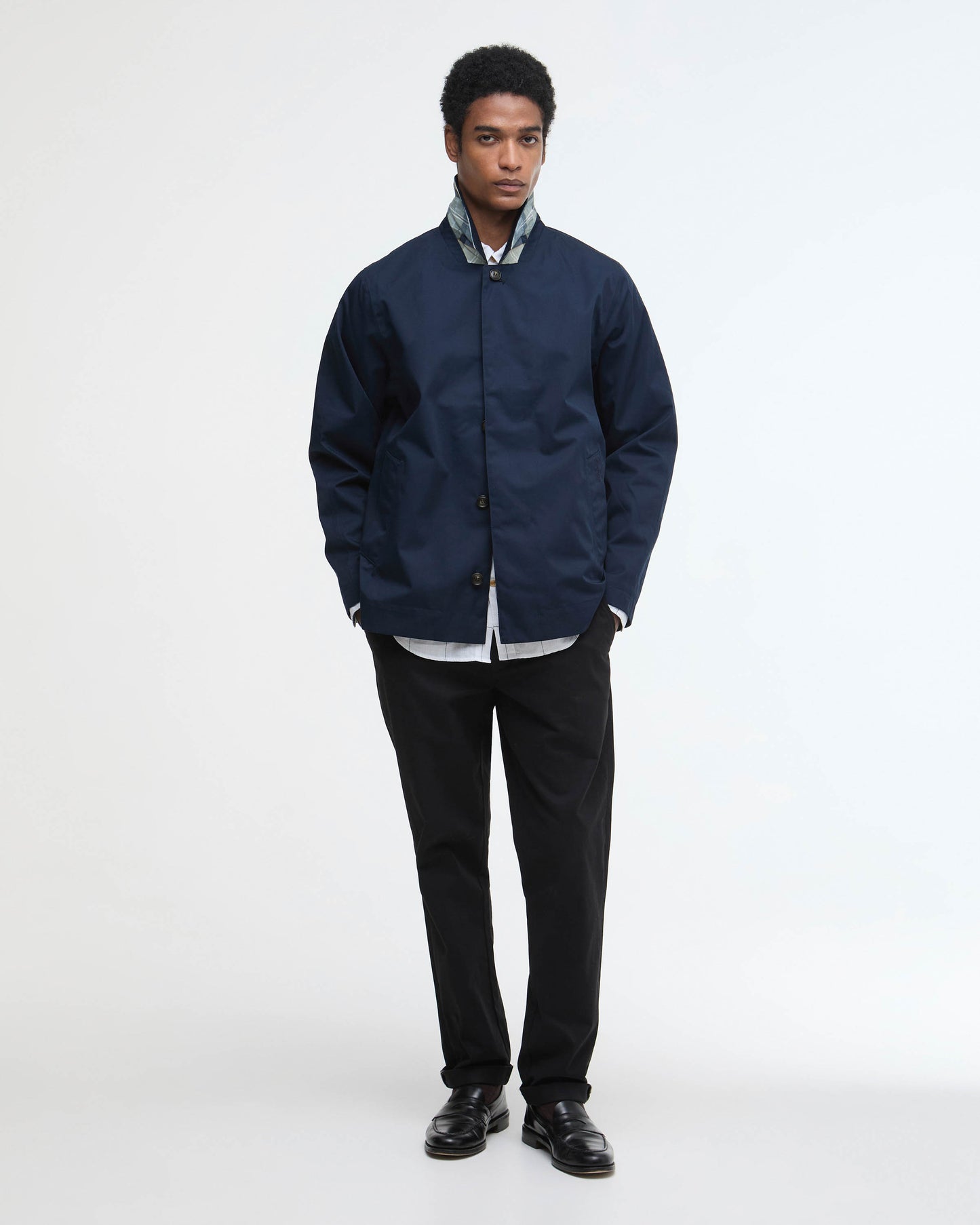 Barbour Short Rokig Mens Waterproof Jacket - Navy/Highland Loch | CHO | Designer Mens Weatherproof Jackets