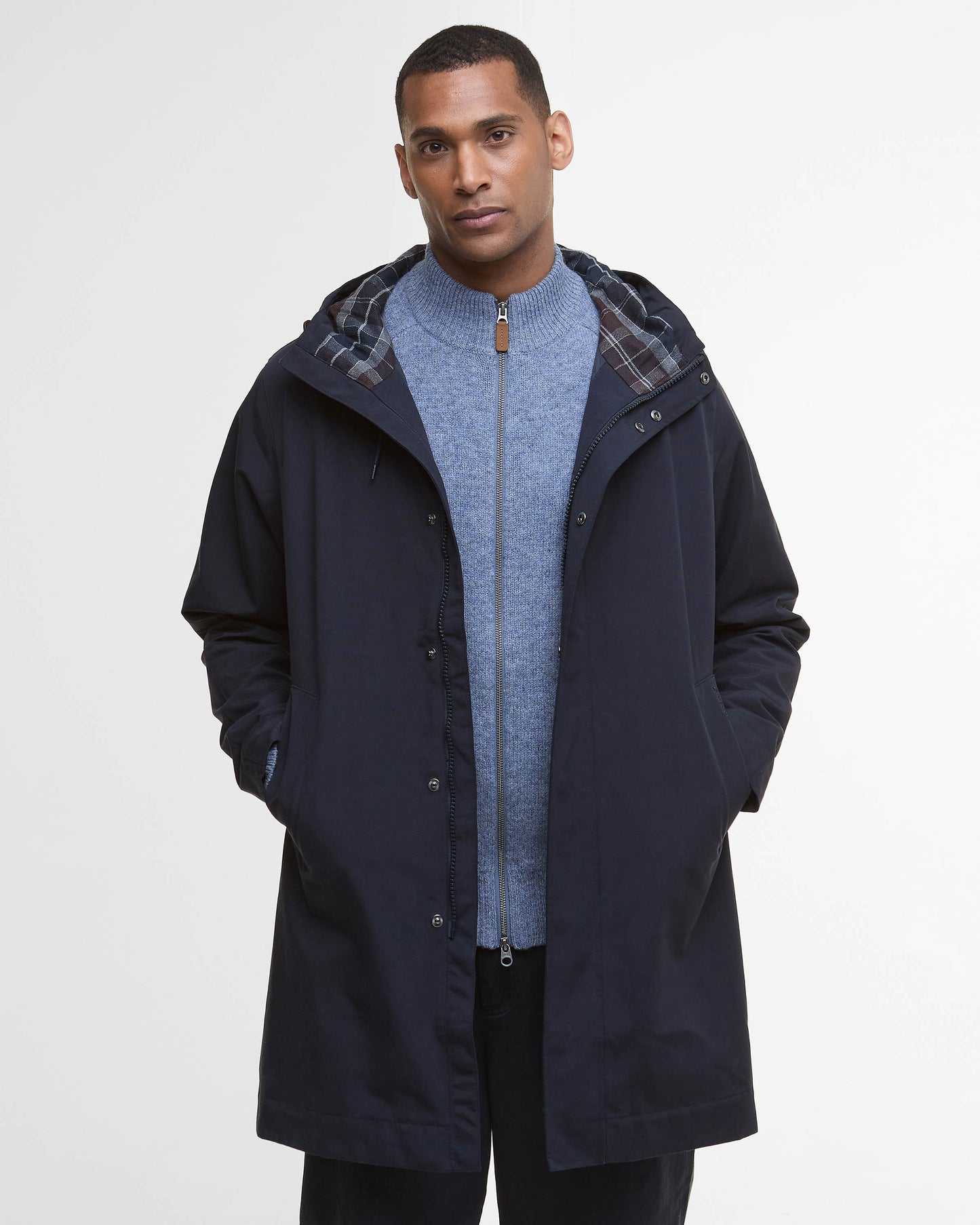 Barbour Hooded Lorden Mens Waterproof Mac - Navy