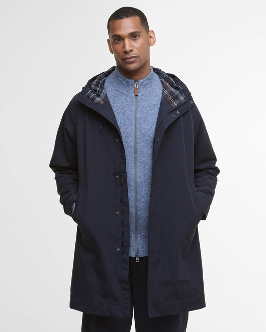 Barbour Hooded Lorden Mens Waterproof Mac - Navy