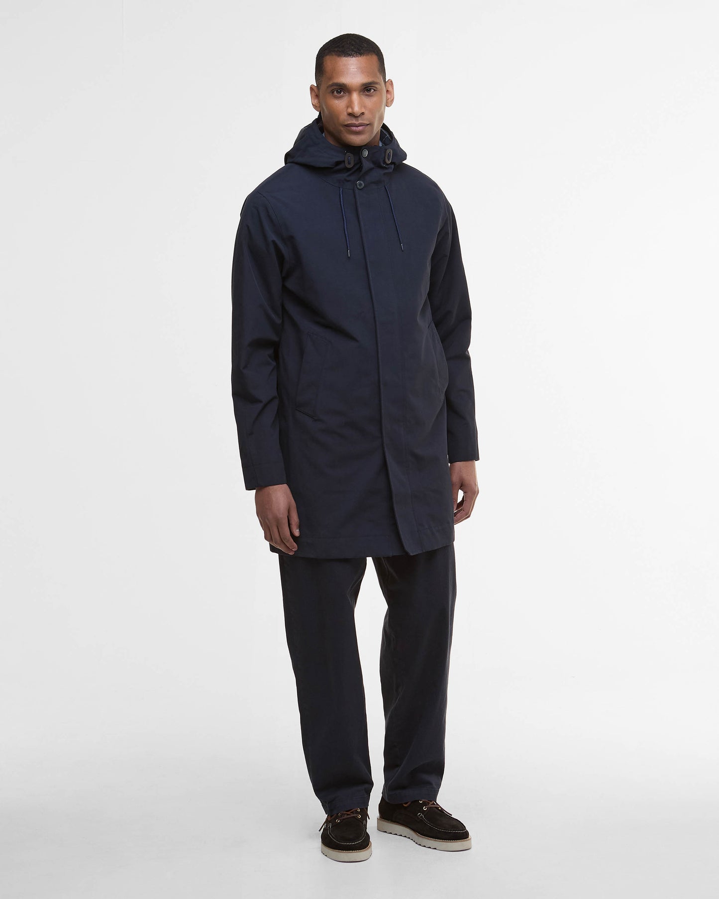 Barbour Hooded Lorden Mens Waterproof Mac - Navy