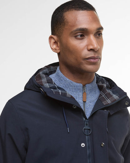 Barbour Hooded Lorden Mens Waterproof Mac - Navy
