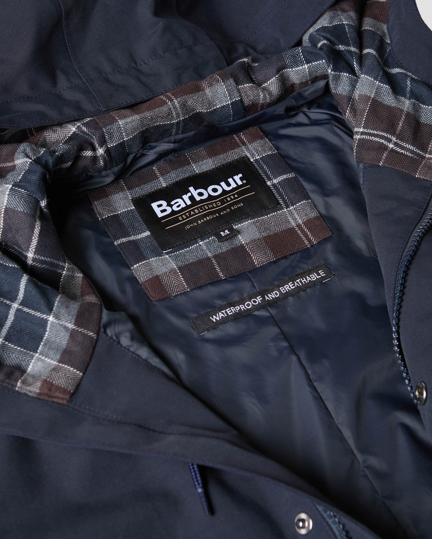 Barbour Hooded Lorden Mens Waterproof Mac - Navy