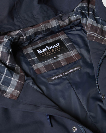 Barbour Hooded Lorden Mens Waterproof Mac - Navy