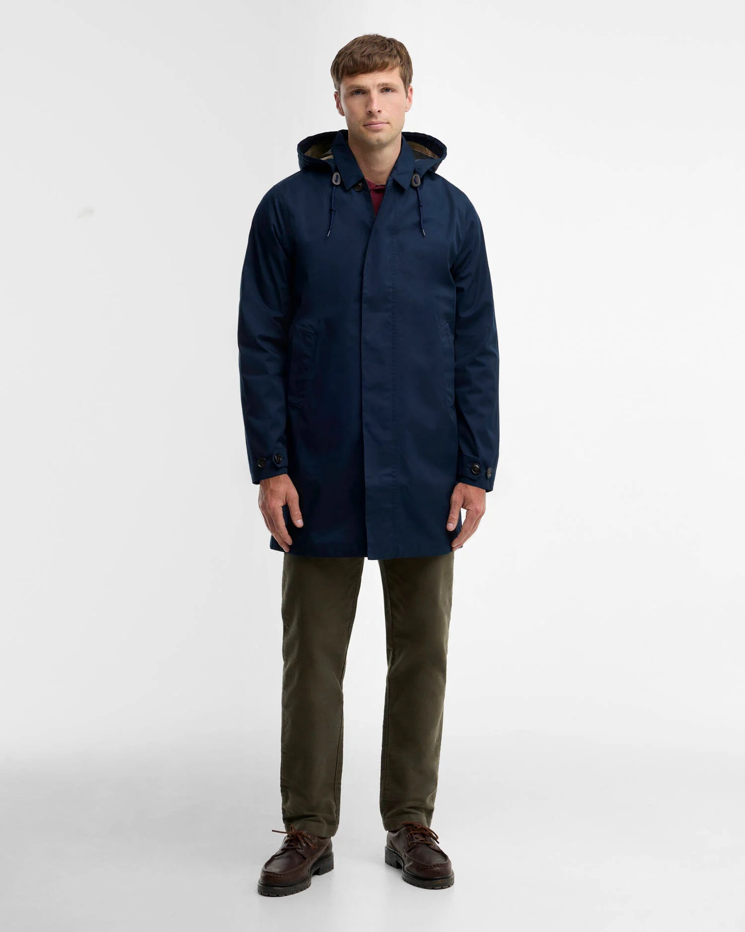 Barbour Lorig Mens Waterproof Mac - Navy, full length