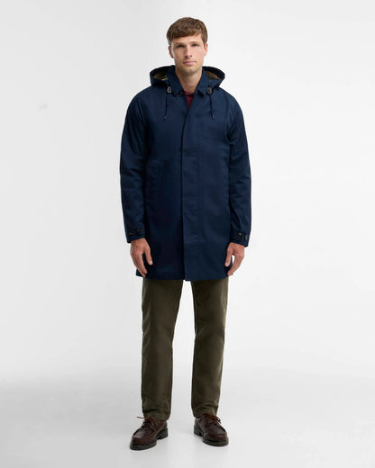 Barbour Lorig Mens Waterproof Mac - Navy, full length