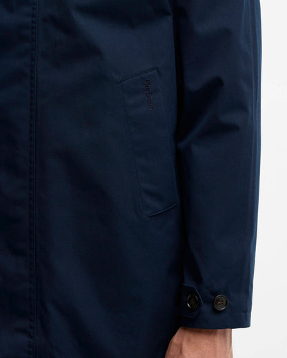 Barbour Lorig Mens Waterproof Mac - Navy, pocket and cuff detail