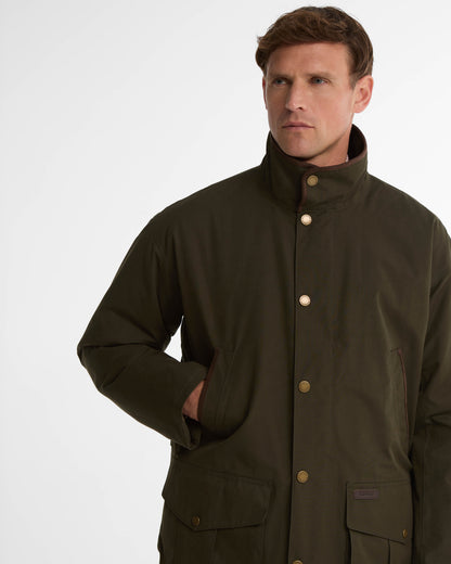Barbour Bromfield Mens Waterproof Jacket - Dark Olive | CHO | Designer Mens Waterproof Jackets