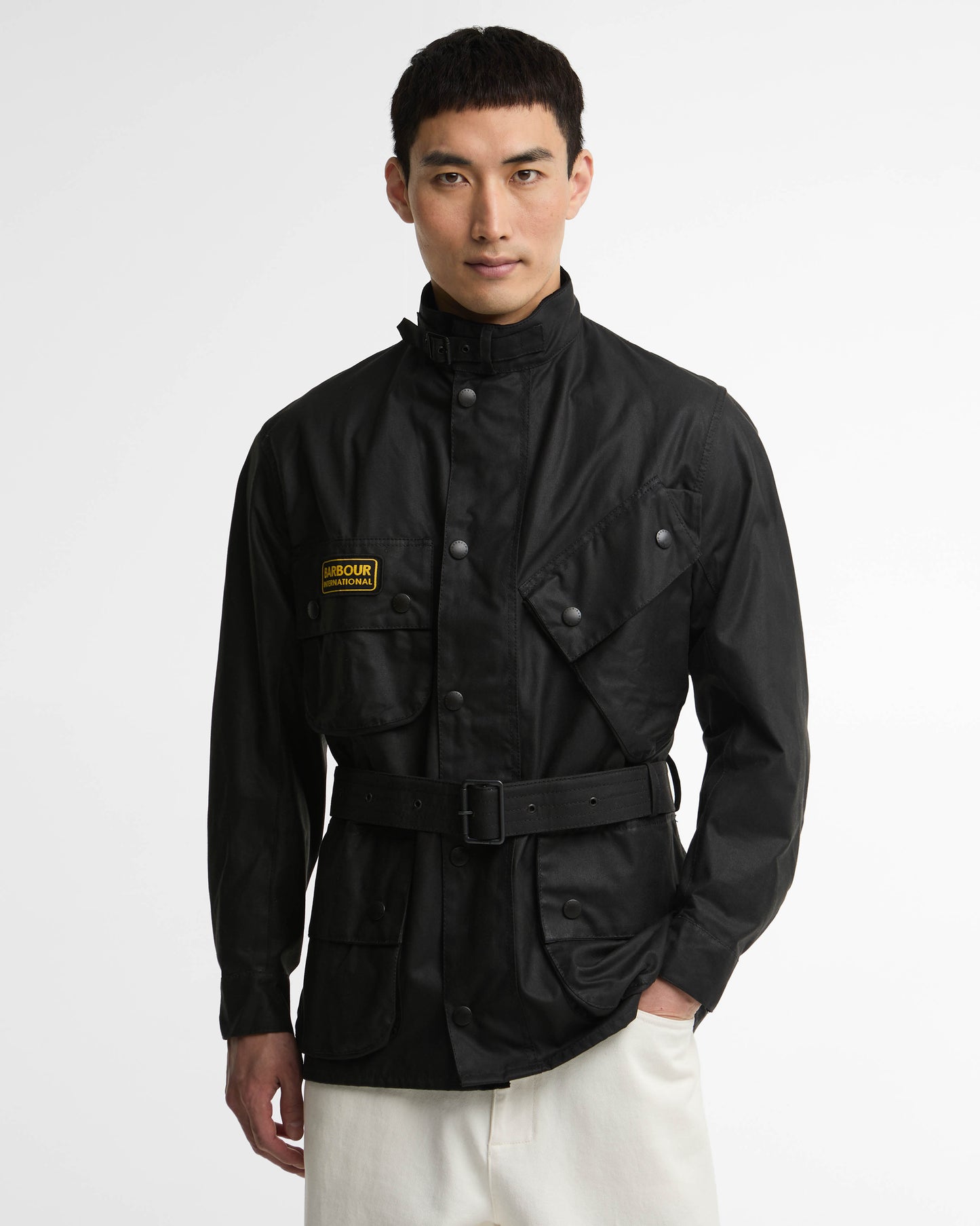 Barbour International Mens Original Wax Jacket - Black/Black | CHO | Designer Mens Wax Jackets