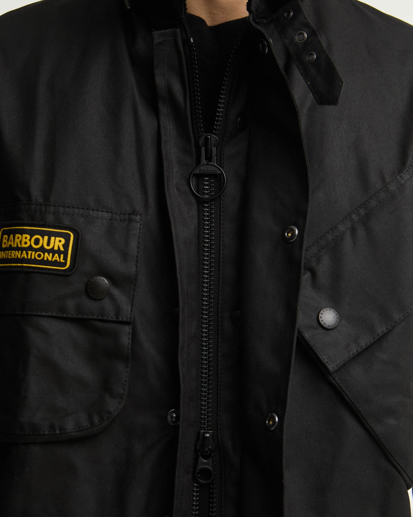 Barbour International Mens Original Wax Jacket - Black/Black | CHO | Designer Mens Wax Jackets