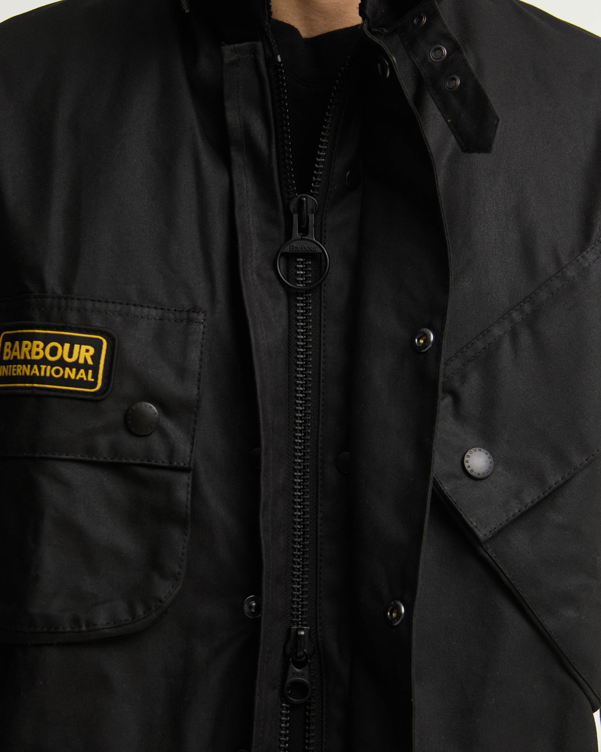 Barbour International Mens Original Wax Jacket - Black/Black | CHO | Designer Mens Wax Jackets