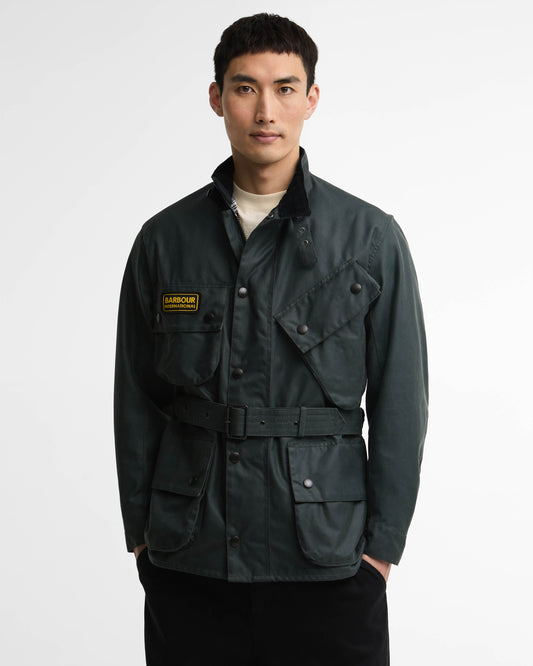 Barbour International Mens Original Wax Jacket - Dark Slate | CHO | Designer Mens Wax Jackets