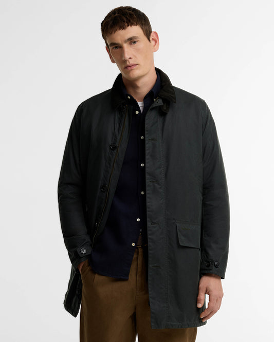 Barbour Wax Mens Mac - Sage/Shadow Classic | CHO | Designer Mens Wax Jackets