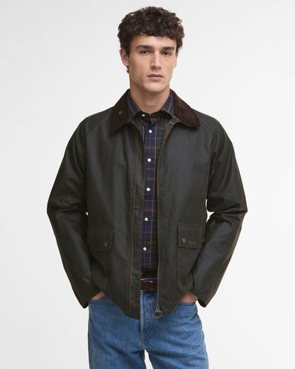 Barbour Short Bedale Mens Wax Jacket - Olive | CHO | Designer Mens Coats & Jackets