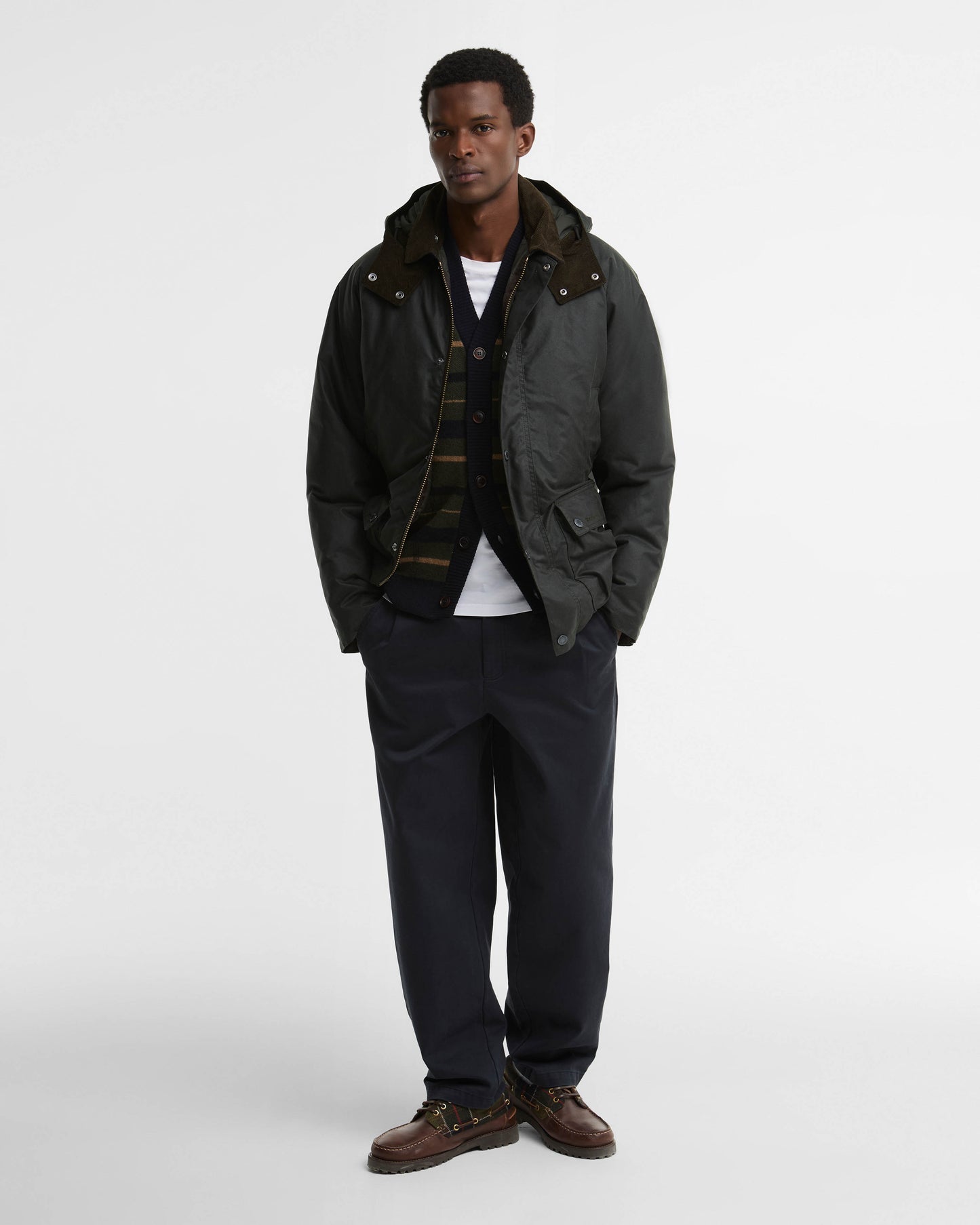 Barbour Modern Beaufort Mens Wax Jacket - Sage/Shadow Classic | CHO | Designer Mens Wax Jackets
