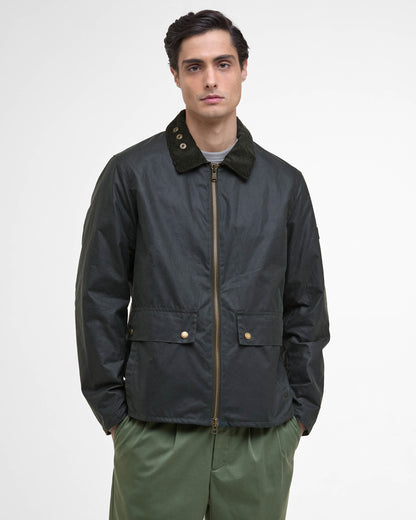 Barbour International Marker Mens Wax Jacket - Sage - CHO - Designer Mens Coats & Jackets