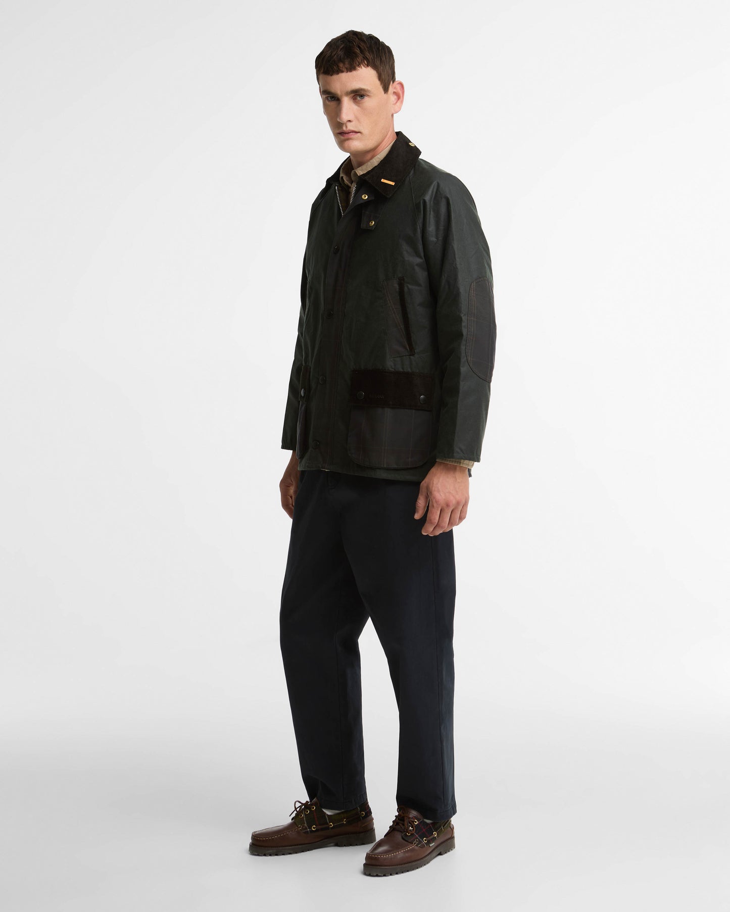 Barbour Icons Patch Bedale Mens Wax Jacket - Sage | CHO | Designer Mens Wax Jackets