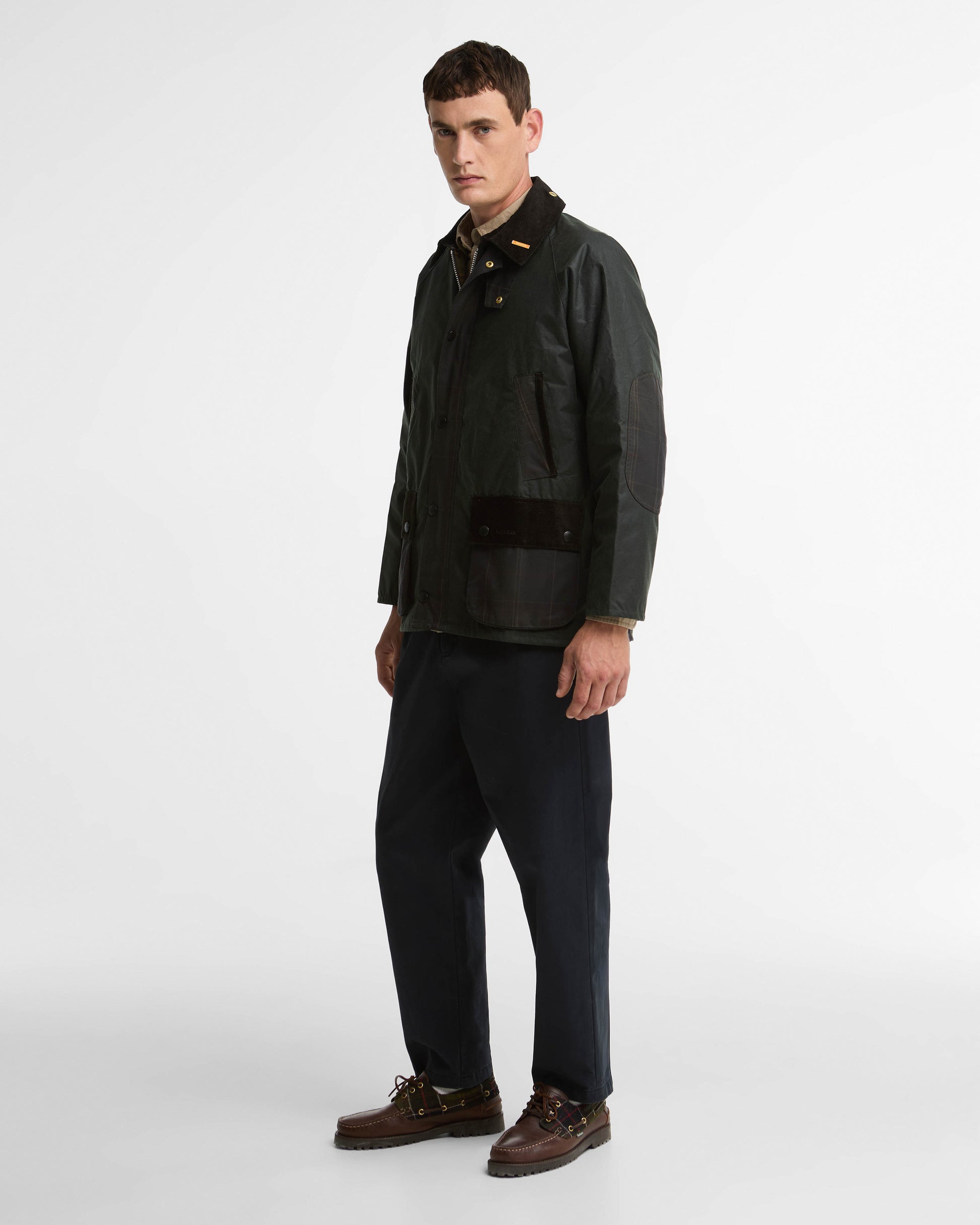 Barbour Icons Patch Bedale Mens Wax Jacket - Sage | CHO | Designer Mens Wax Jackets