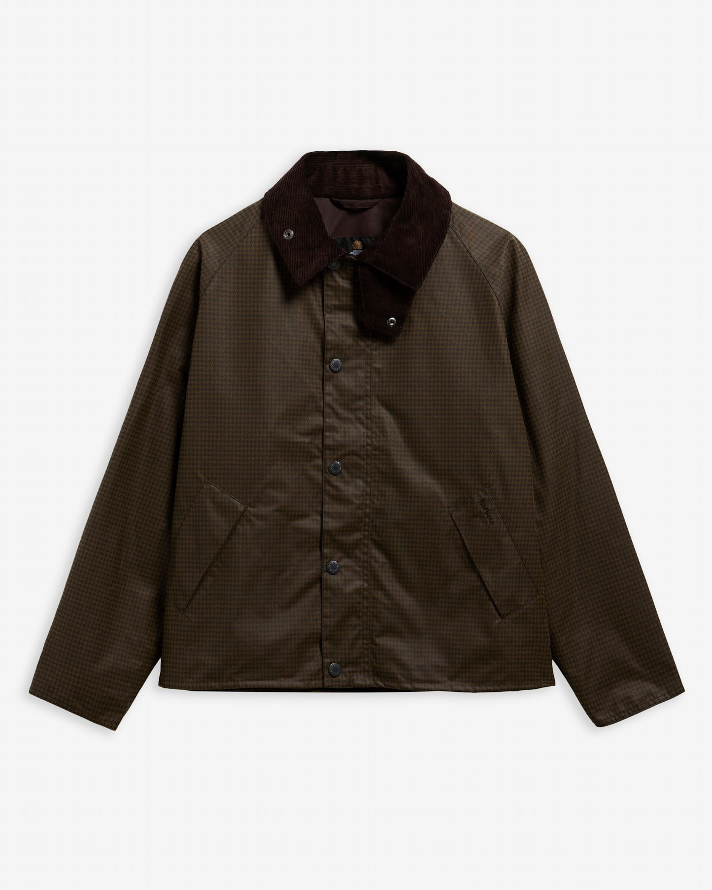 Barbour Tartan Transport Mens Wax Jacket - Brown Houndstooth Check