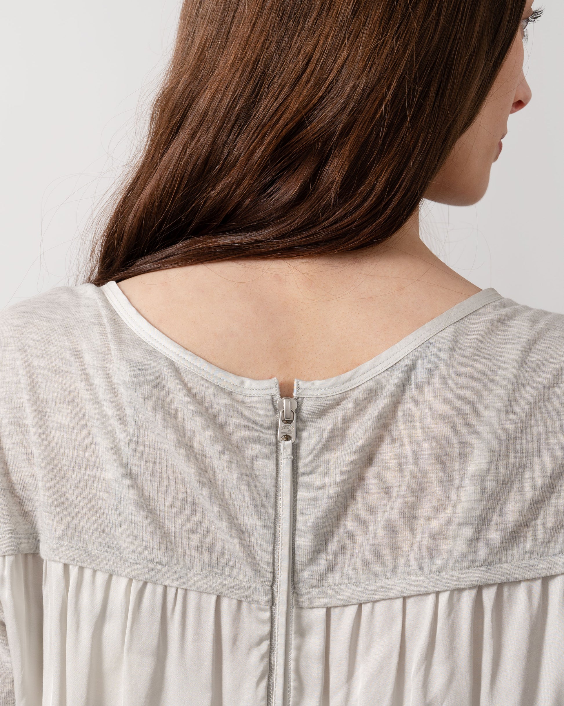 Maison Scotch S/S Zip Closure Womens Top - Grey Melange | CHO | Designer Womens Tops