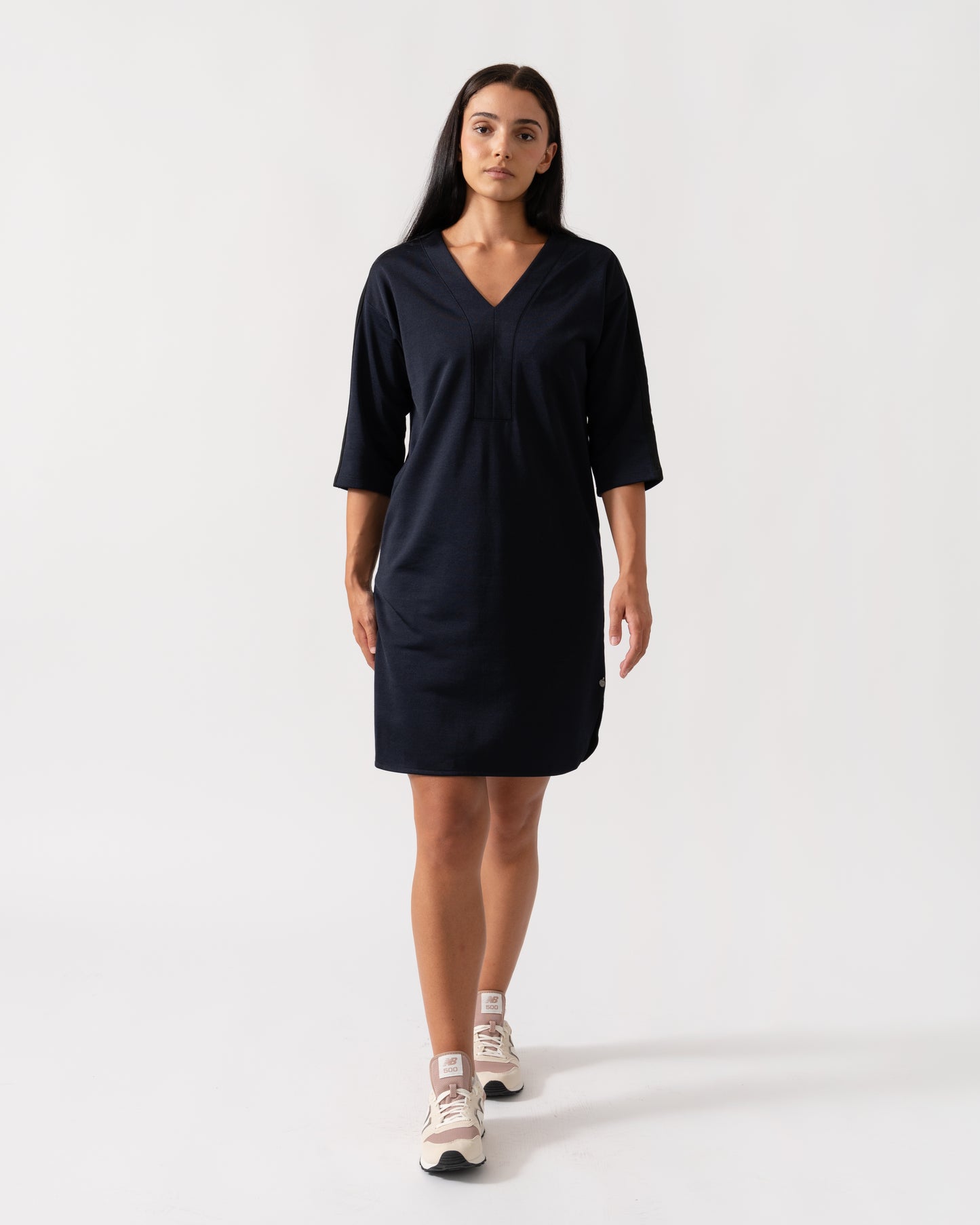 Maison Scotch V-Neck Sweat Panel Sleeved Womens Dress