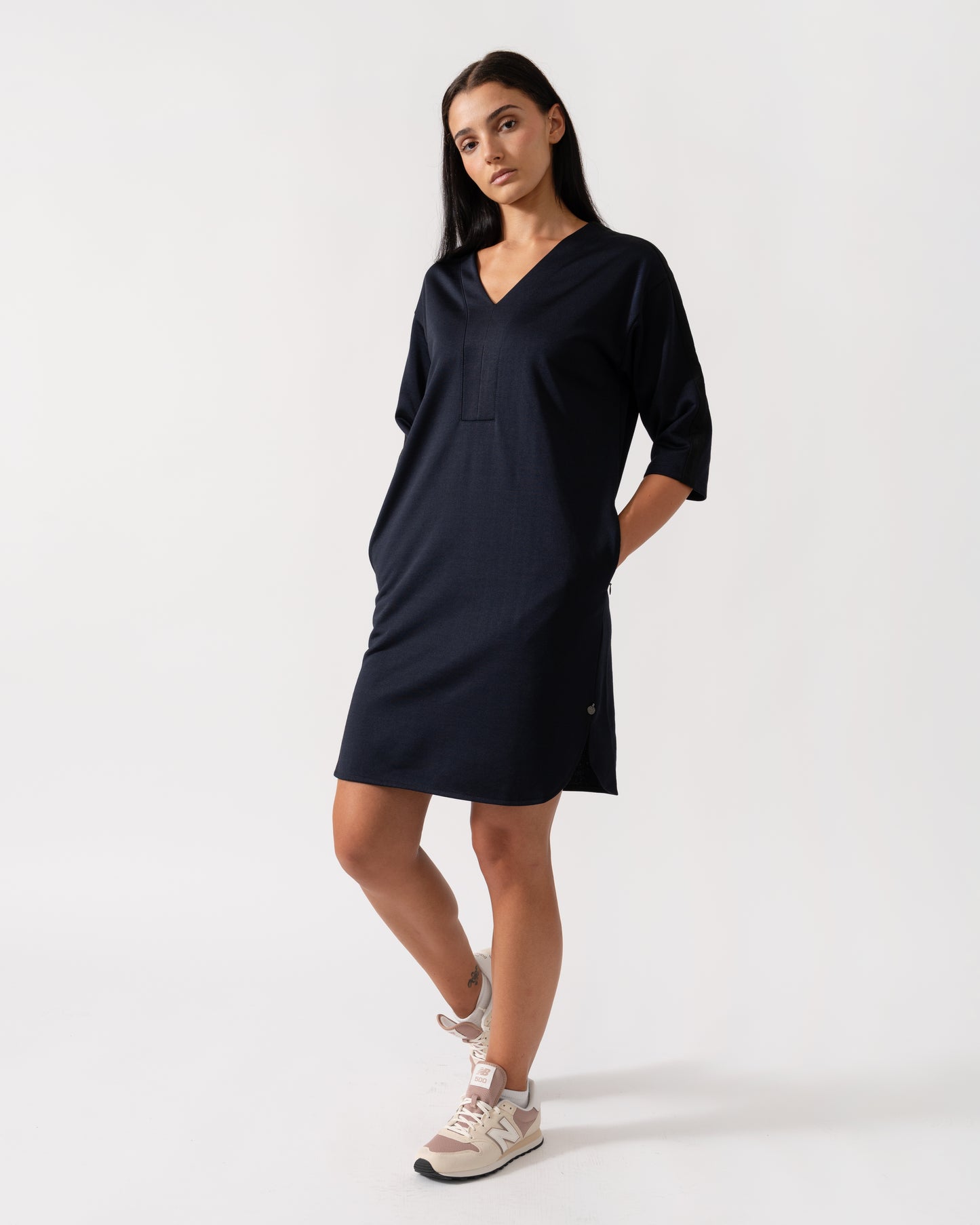 Maison Scotch V-Neck Sweat Panel Sleeved Womens Dress