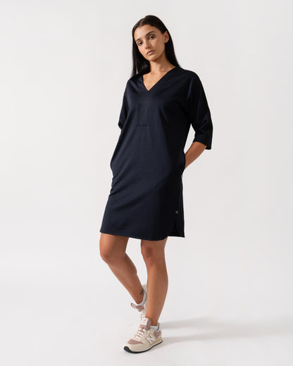 Maison Scotch V-Neck Sweat Panel Sleeved Womens Dress - CHO - Designer Womens Dresses