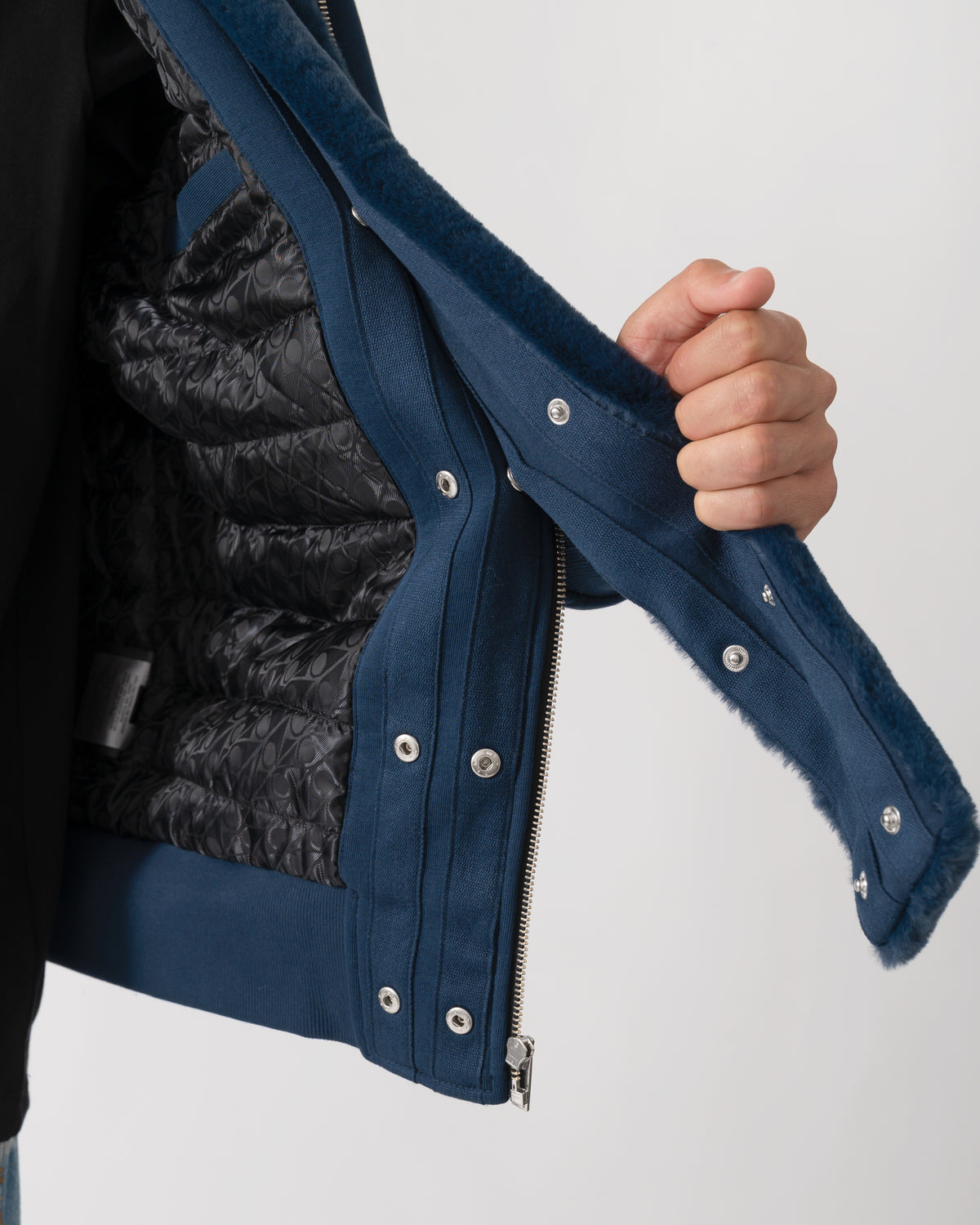 detachable faux fur trim of a Moose Knuckles Classic Bunny 3 Mens Fleece Hoodie in Nightfall 2017 
