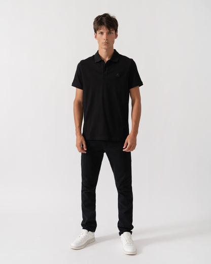 Outfit shot of Moose Knuckles Mens Yul Polo Shirt - Black 292