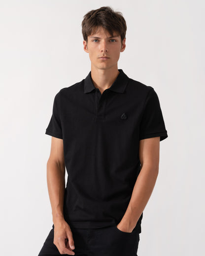 Front of Moose Knuckles Mens Yul Polo Shirt - Black 292