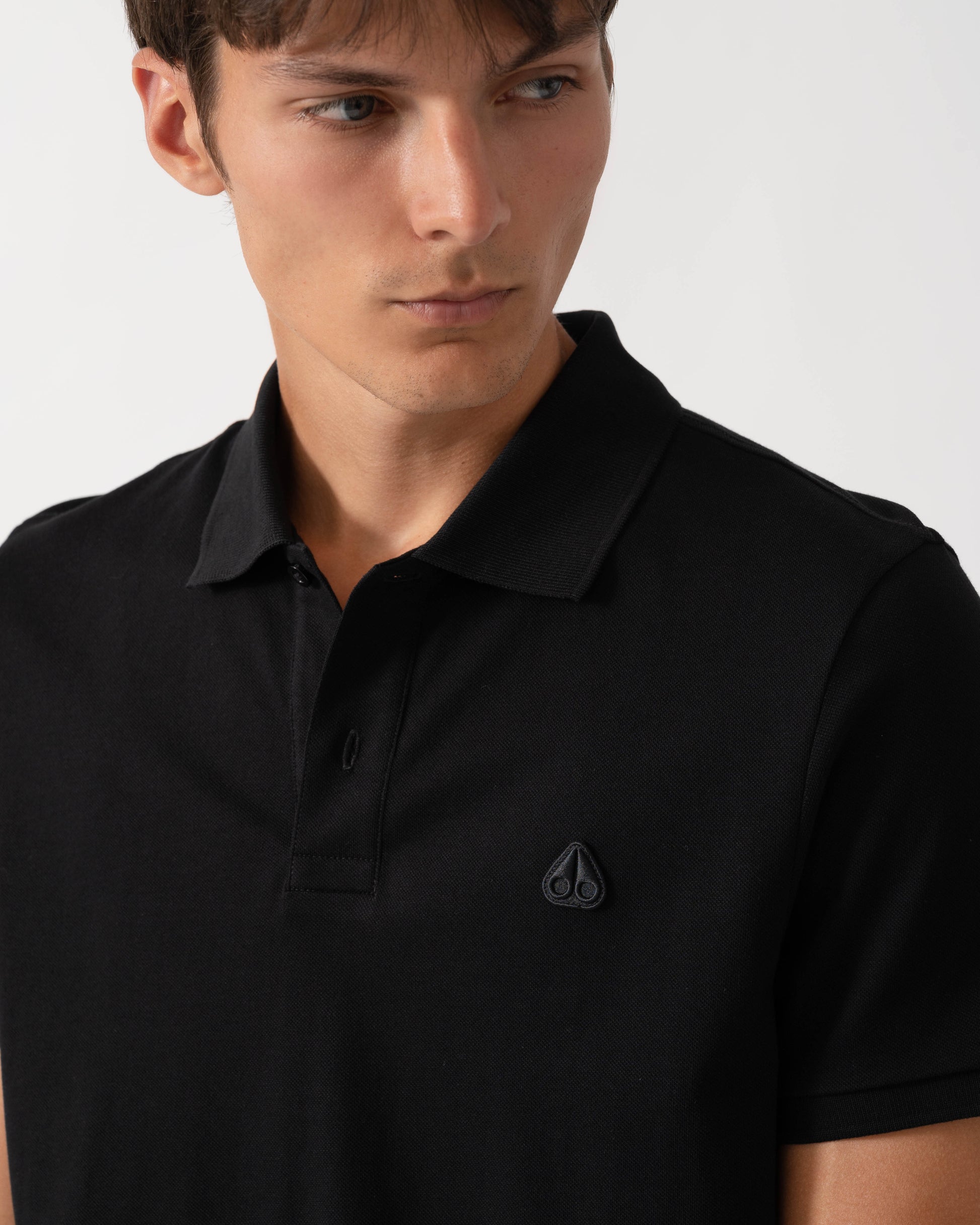 Detail of Moose Knuckles Mens Yul Polo Shirt - Black 292