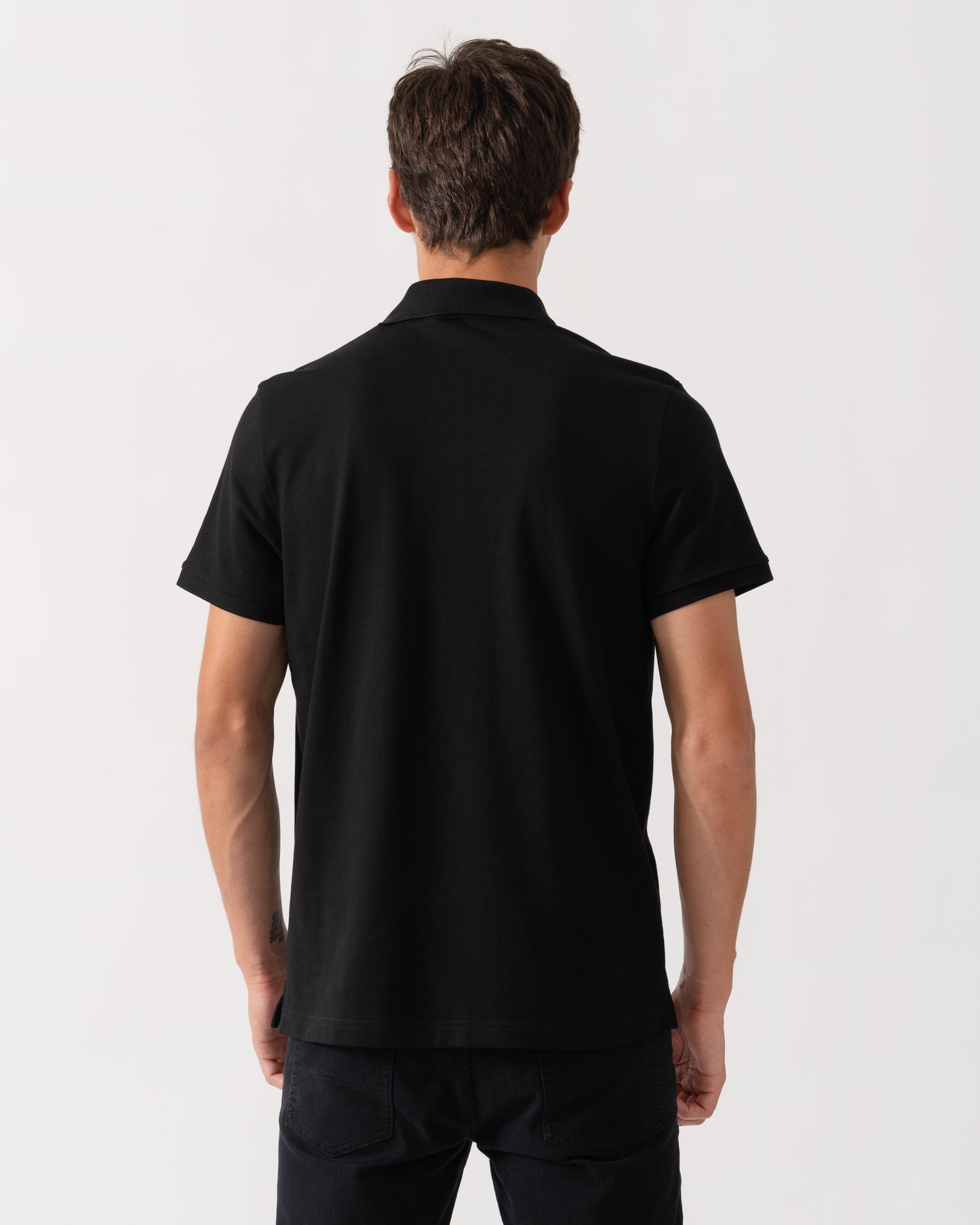 Back of Moose Knuckles Mens Yul Polo Shirt - Black 292