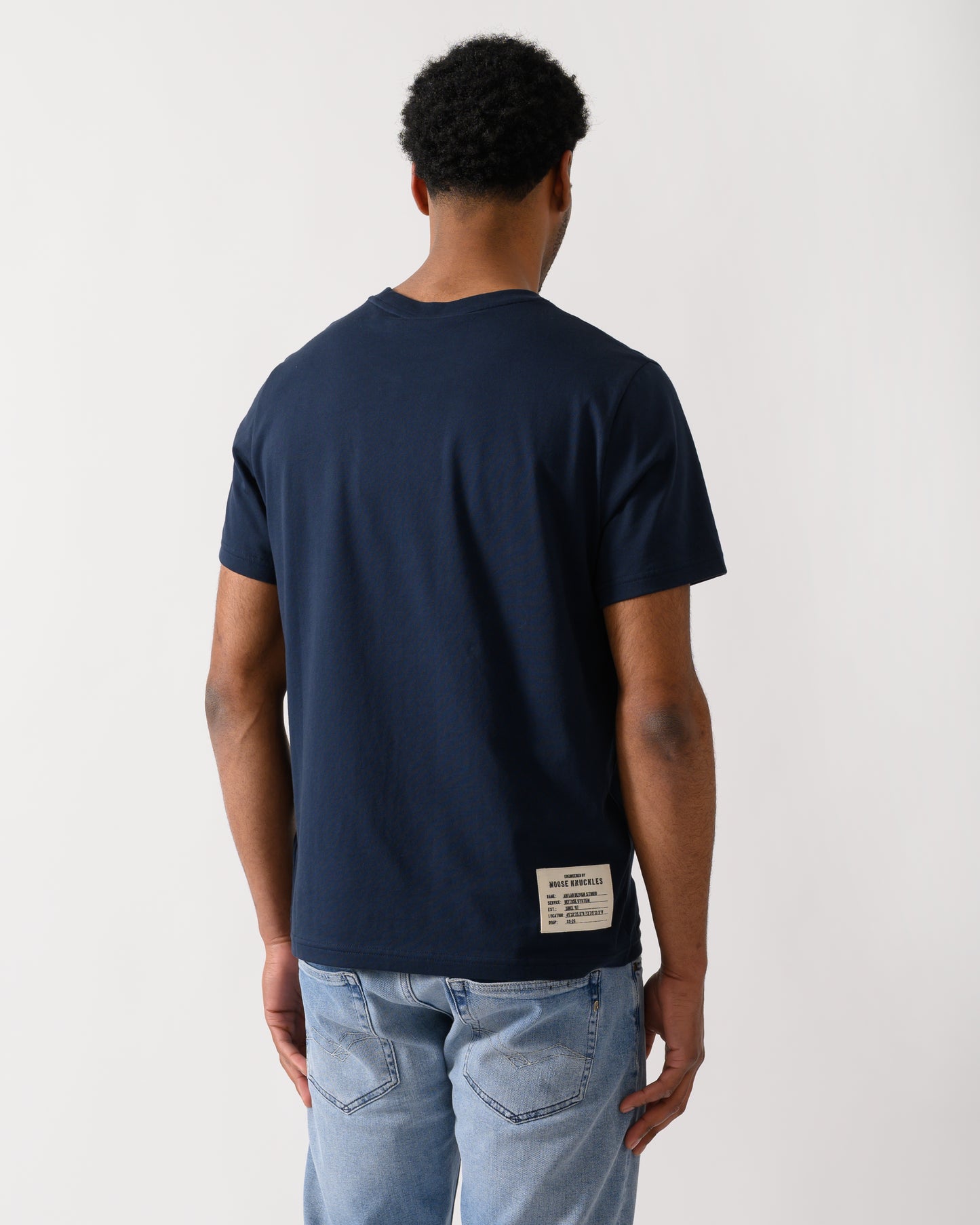 Moose Knuckles Tandem Mens T - Shirt - Navy 833 | CHO | Designer Mens Short Sleeve T - Shirts