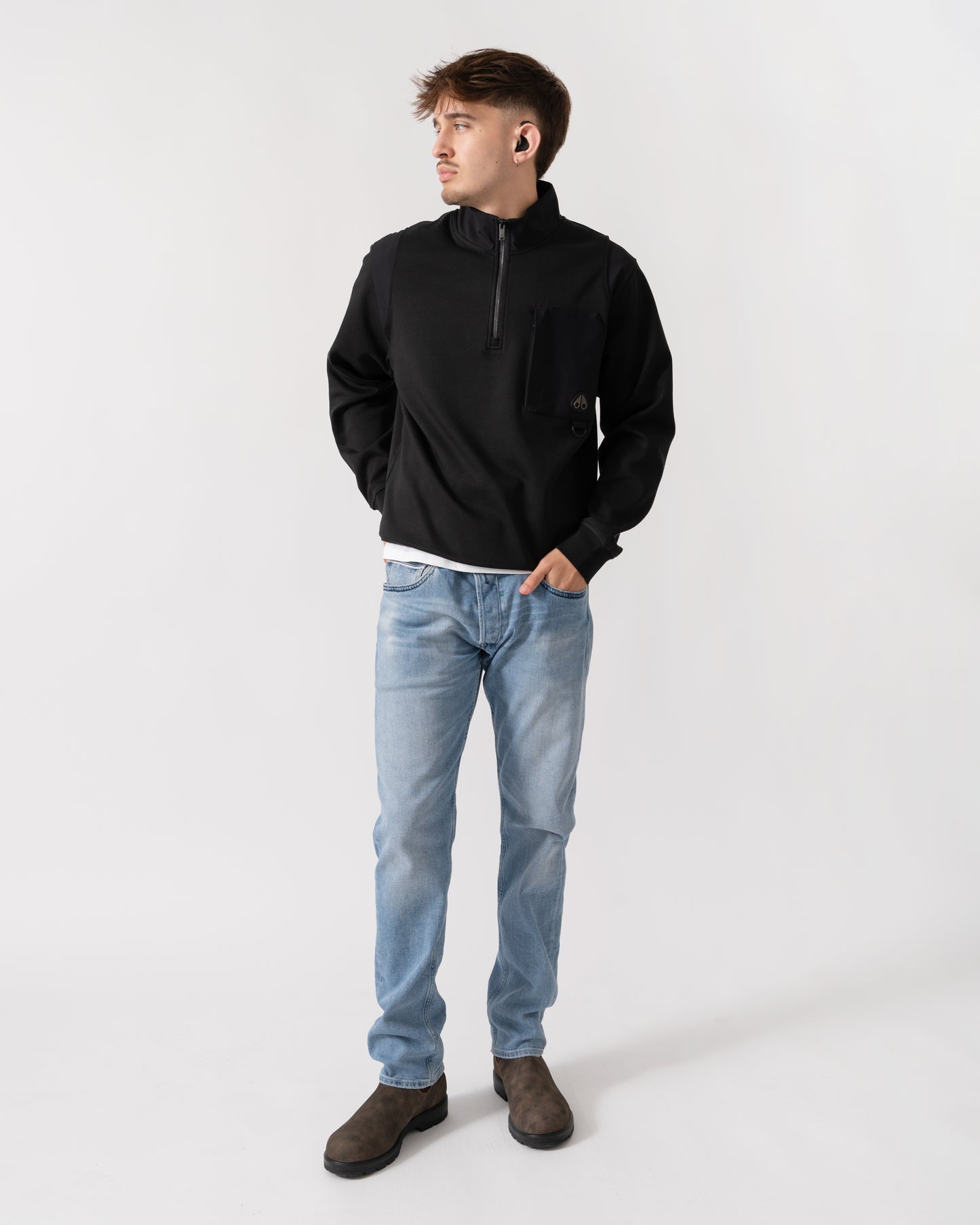 Moose Knuckles Dalon Mens 1/4 Zip Sweatshirt - Black 292
