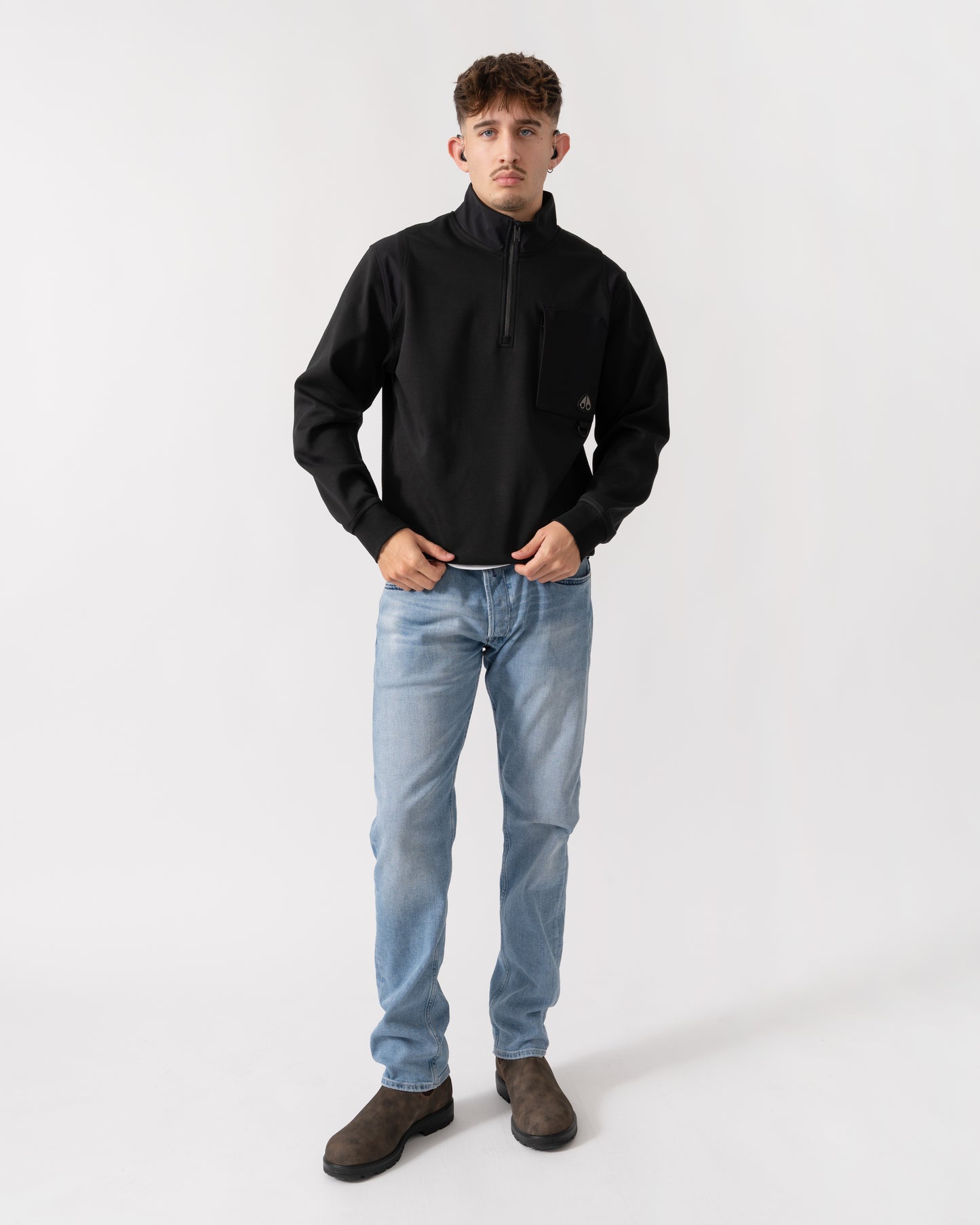 Moose Knuckles Dalon Mens 1/4 Zip Sweatshirt - Black 292