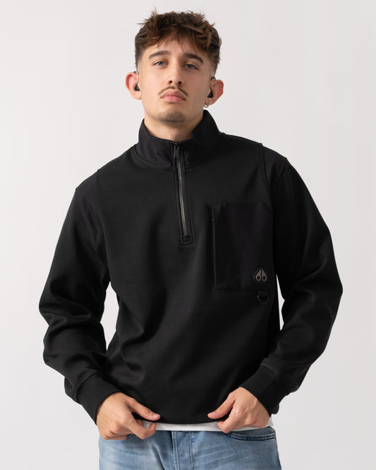 Moose Knuckles Dalon Mens 1/4 Zip Sweatshirt - Black 292