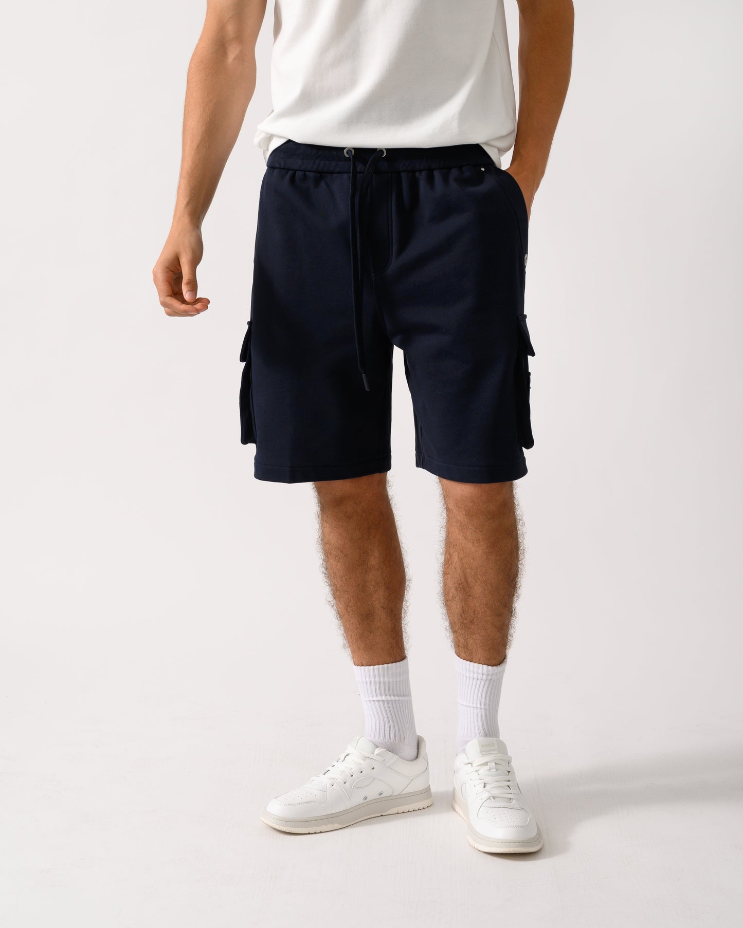 Moose Knuckles Hartsfield Mens Cargo Shorts - Navy 833 - CHO - Designer Mens Shorts