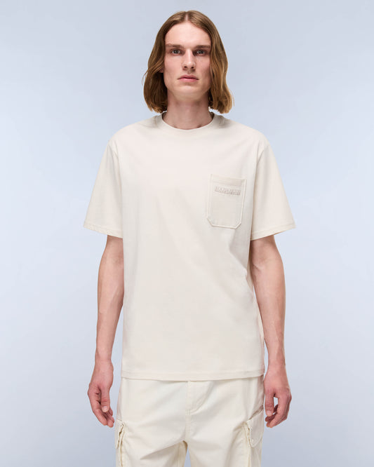 Napapijri Fanes Mens Short Sleeve T-Shirt - Beige Dimity N1J