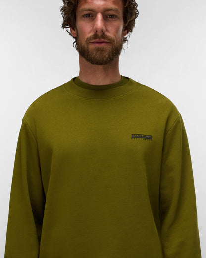 Napapijri Small Box Mens Crew Neck Sweatshirt - Avocado G4C | CHO | Designer Mens Sweatshirts