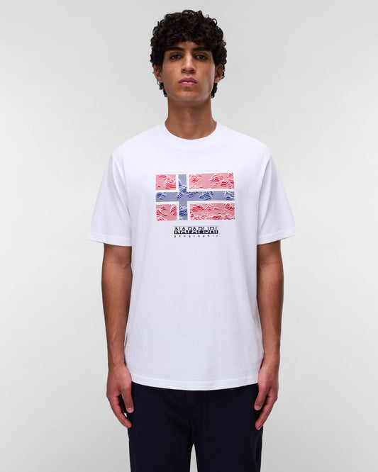 Napapijri Drapeau Mens Short Sleeve T-Shirt - Bright White 002