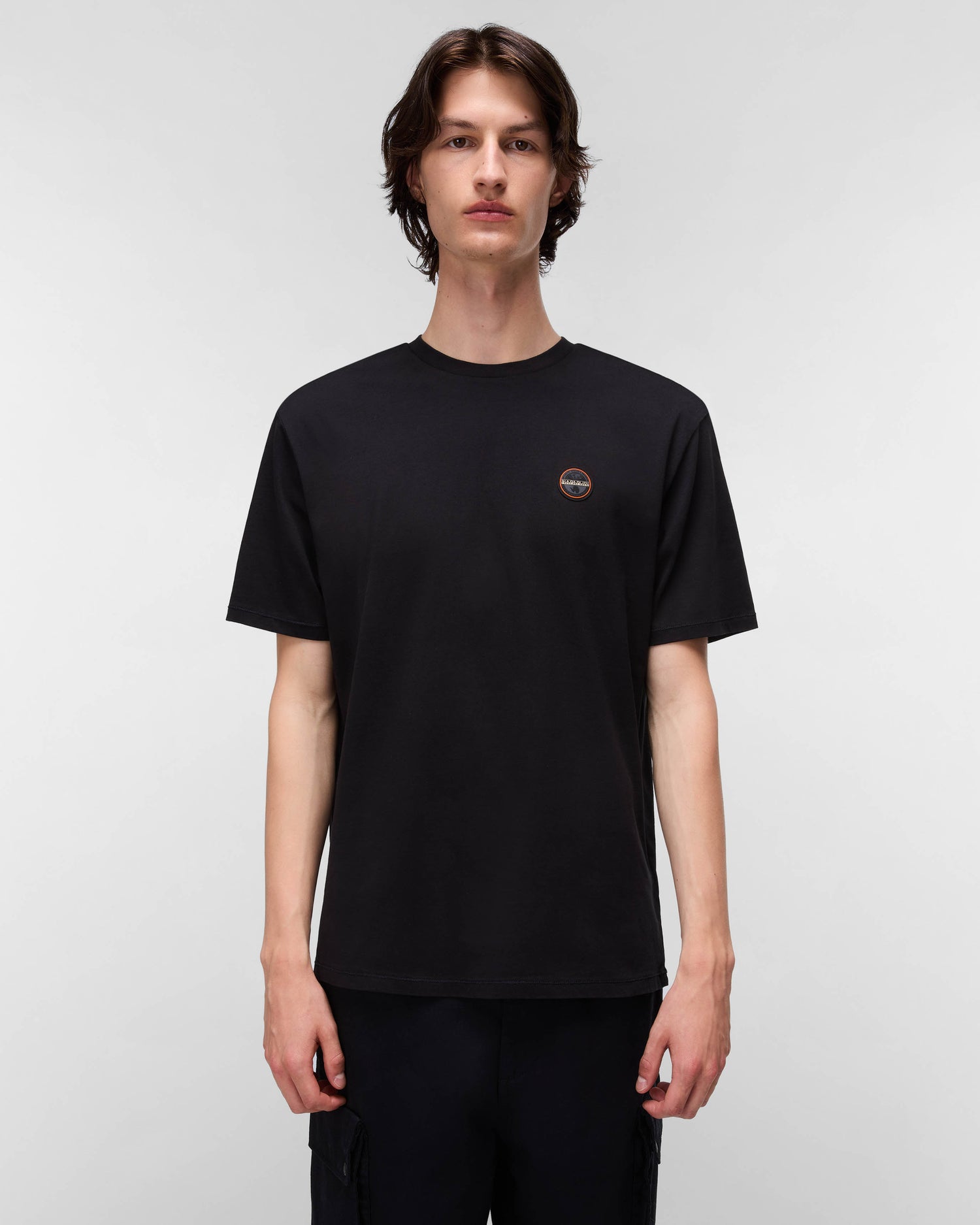 Napapijri Badge Mens Short Sleeve T-Shirt - Black Beauty 941 - CHO - Designer Mens Short Sleeve T-Shirts & Tops