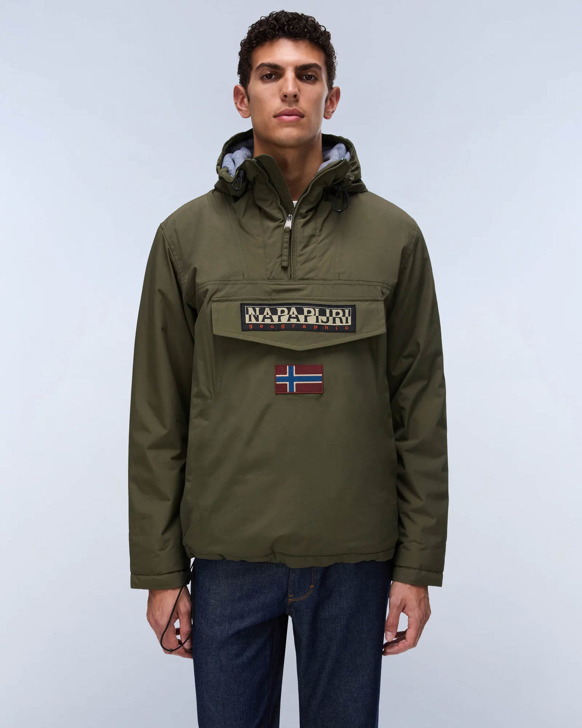 Napapijri Rainforest Winter 3 Mens Hooded Anorak - Olive Night G1F | CHO | Designer Mens Weatherproof Jackets