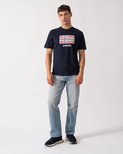 Napapijri Drapeau Mens Short Sleeve T-Shirt - Blue Marine 176