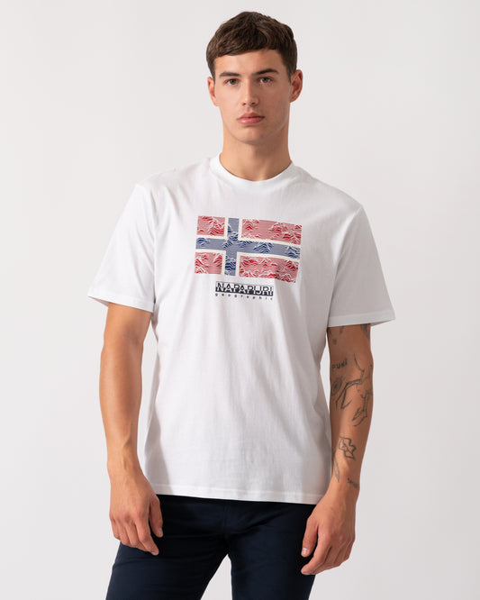 Napapijri Drapeau Mens Short Sleeve T-Shirt - Bright White 002