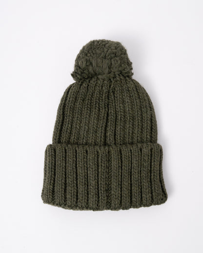 back of a Napapijri Fea 2 Bobble Hat in Olive Night G1F