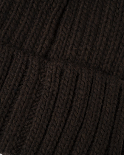 texture detail of a Napapijri Semiury 5 Bobble Hat in Brown WT3