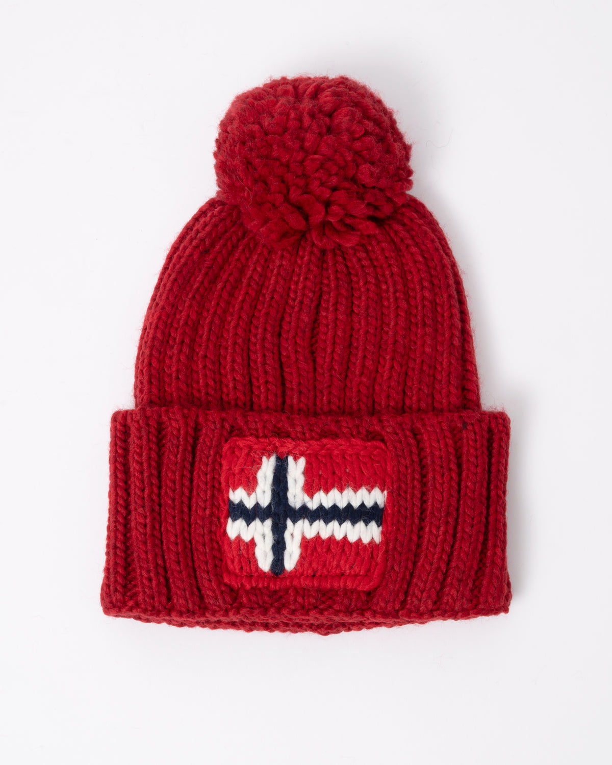 Napapijri Semiury 5 Bobble Hat in Haute Red R1F