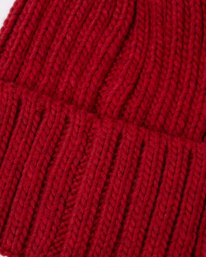 texture detail of a Napapijri Semiury 5 Bobble Hat in Haute Red R1F